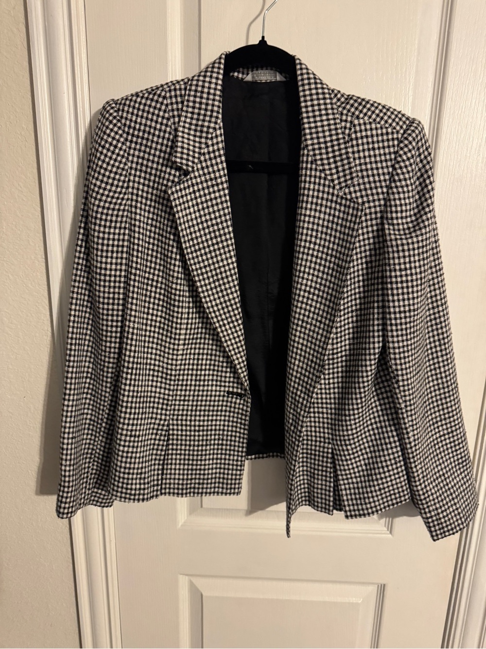 Black & White Gingham Tailored Women's Blazer